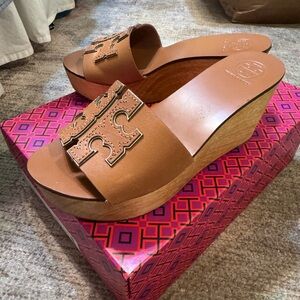 Tory Burch Brown Wedge Slides